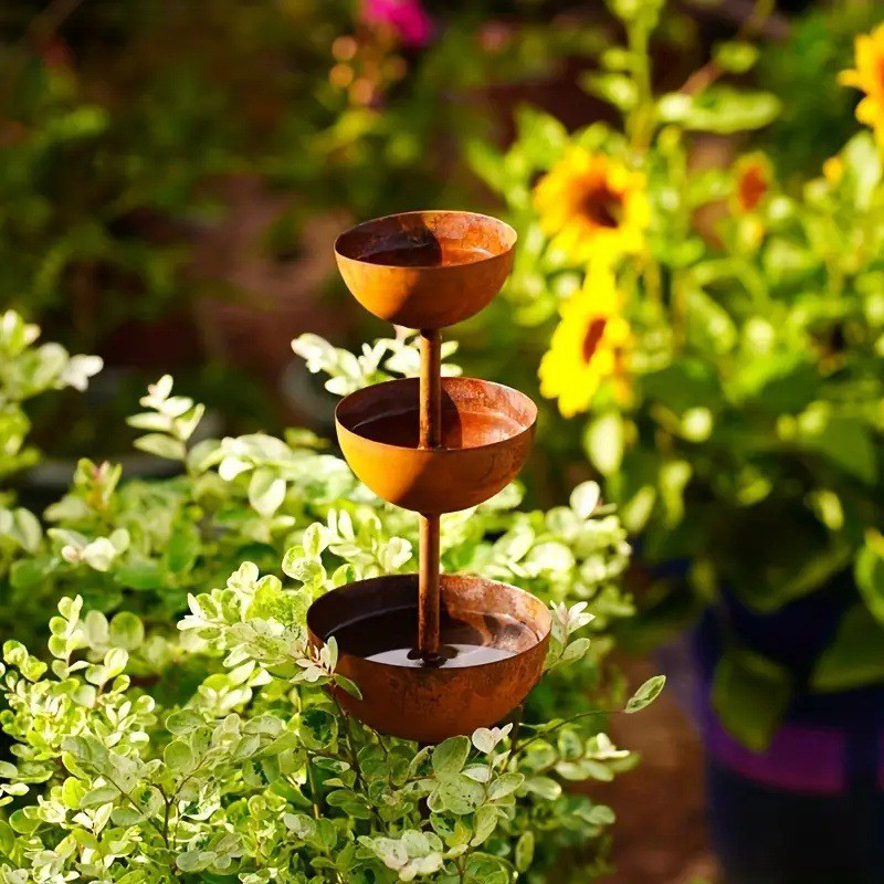 🔥HOT SALE 50% OFF 🔥Rustic 3-tier metal bird feeder and water bowl