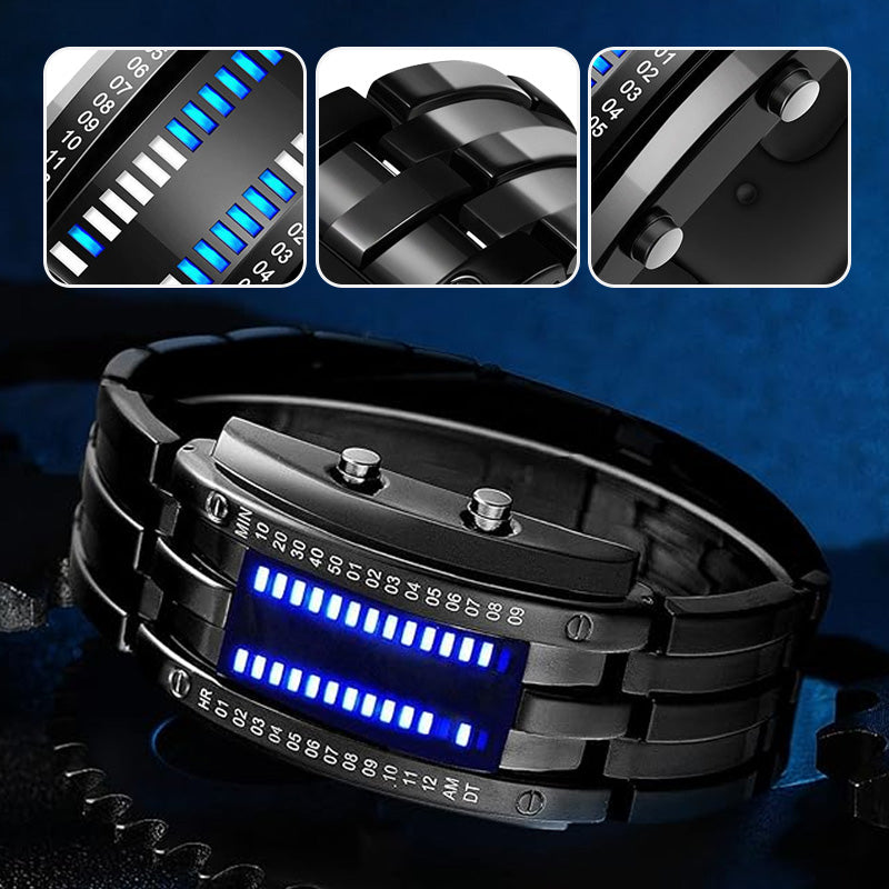 🏆50% OFF NOW! ⏳ Binary LED Watch – Stainless steel, blue light, sporty & water-resistant – modern style ⚡
