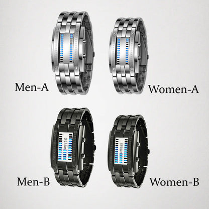 🏆50% OFF NOW! ⏳ Binary LED Watch – Stainless steel, blue light, sporty & water-resistant – modern style ⚡