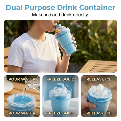 Collapsible Silicone Ice Ball Cup with Straw