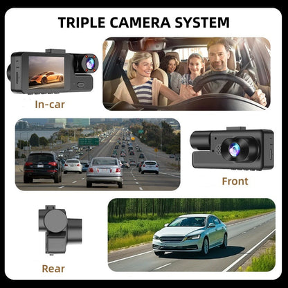 🚗50% OFF NOW ! ✨3‑Channel 1080P Dash Cam with WiFi – Triple Lens Car Driving Recorder
