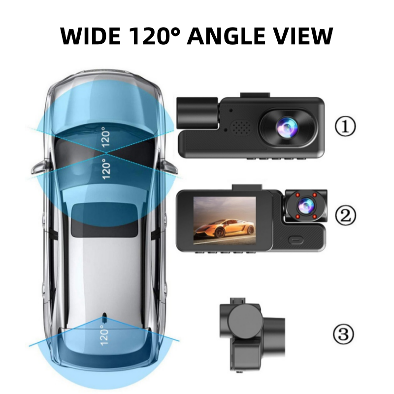 🚗50% OFF NOW ! ✨3‑Channel 1080P Dash Cam with WiFi – Triple Lens Car Driving Recorder