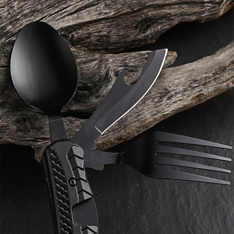 🍴 UP TO 50% OFF! ✨ 4-in-1 Folding Tableware Set – Compact, Stainless Steel, Multi-Tool⛰️