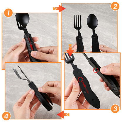 🍴 UP TO 50% OFF! ✨ 4-in-1 Folding Tableware Set – Compact, Stainless Steel, Multi-Tool⛰️