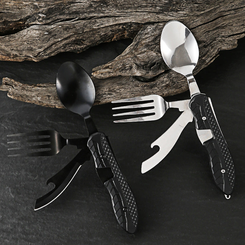 🍴 UP TO 50% OFF! ✨ 4-in-1 Folding Tableware Set – Compact, Stainless Steel, Multi-Tool⛰️