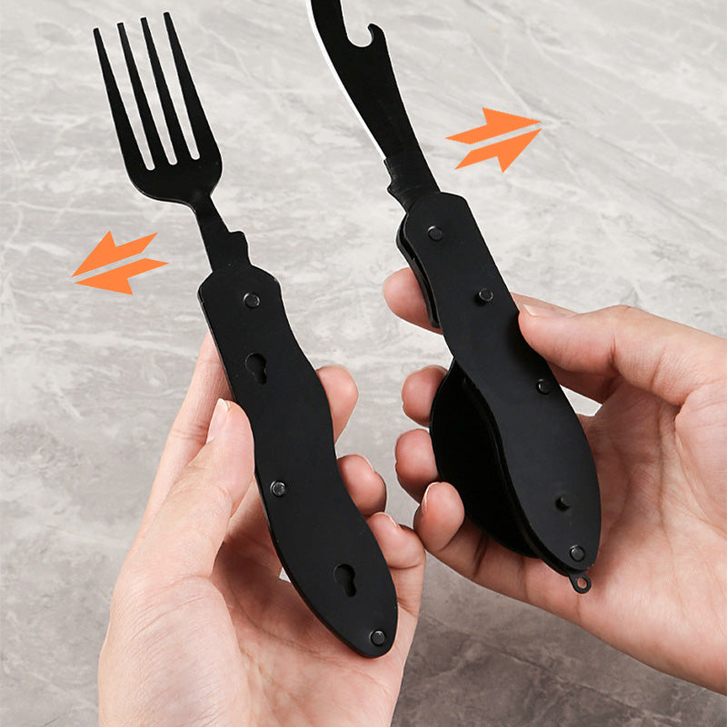 🍴 UP TO 50% OFF! ✨ 4-in-1 Folding Tableware Set – Compact, Stainless Steel, Multi-Tool⛰️