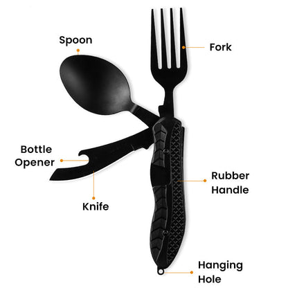🍴 UP TO 50% OFF! ✨ 4-in-1 Folding Tableware Set – Compact, Stainless Steel, Multi-Tool⛰️