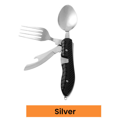 🍴 UP TO 50% OFF! ✨ 4-in-1 Folding Tableware Set – Compact, Stainless Steel, Multi-Tool⛰️
