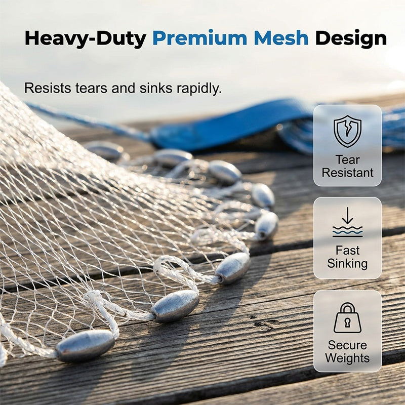 ⏳Time-Limited Special ⏰ Easy-Throw Cast Net – Fast-Sinking Weighted Mesh for Freshwater & Saltwater Fishing 🐟