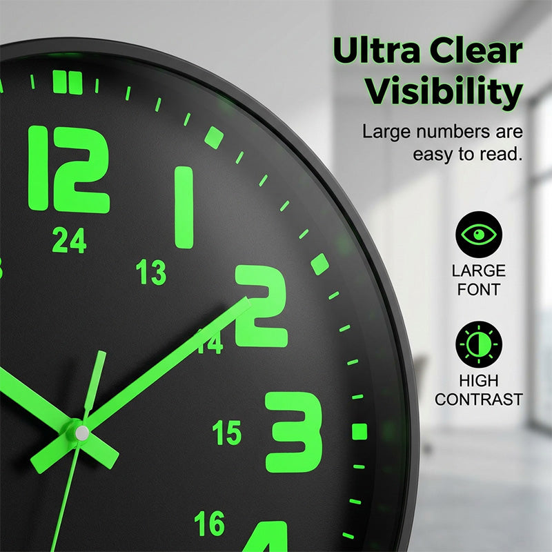 🕐 LIMITED-TIME 50% OFF! ✨ Luminous Wall Clock – Silent, 12-Inch, Day & Night Visibility 🌙