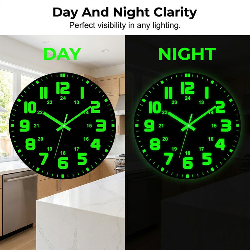 🕐 LIMITED-TIME 50% OFF! ✨ Luminous Wall Clock – Silent, 12-Inch, Day & Night Visibility 🌙