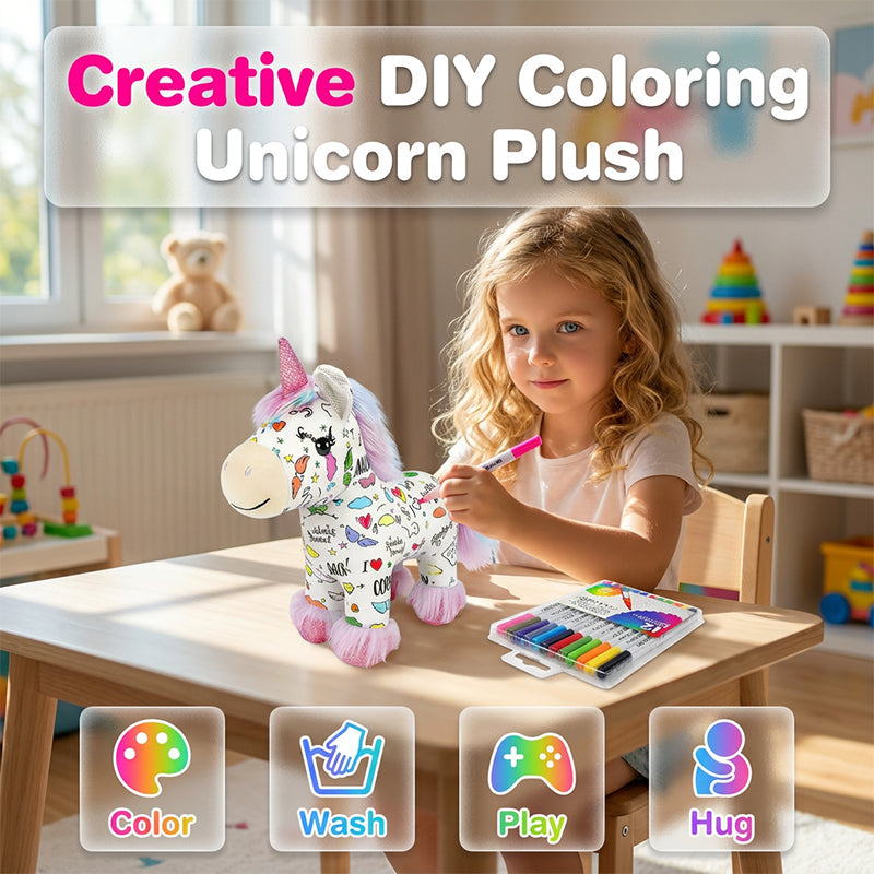 🦄50% OFF🔥DIY Color-In Unicorn Plush Toy Kit