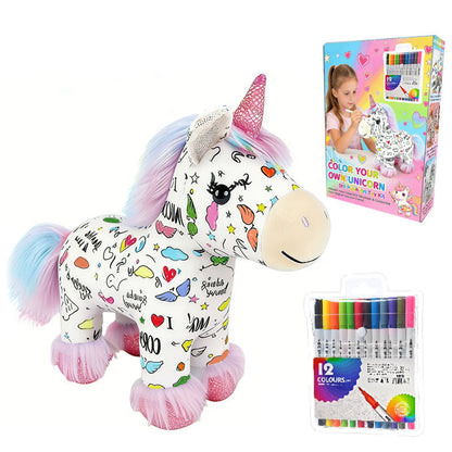 🦄50% OFF🔥DIY Color-In Unicorn Plush Toy Kit