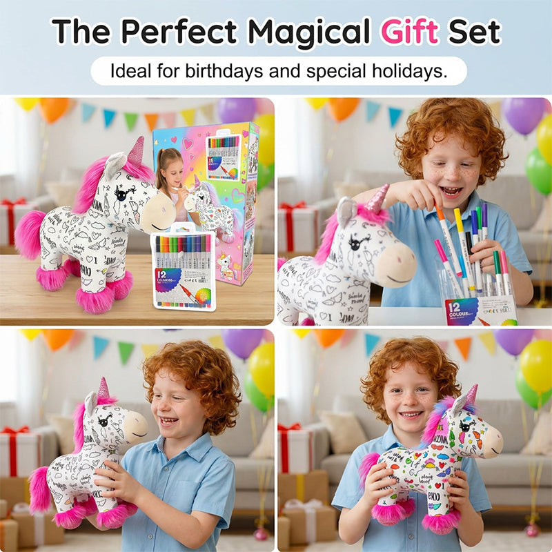 🦄50% OFF🔥DIY Color-In Unicorn Plush Toy Kit