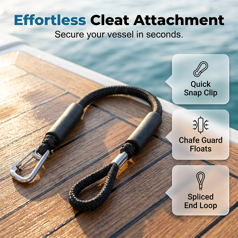 Heavy-Duty Bungee Dock Lines with Stainless Steel Clip🛥️