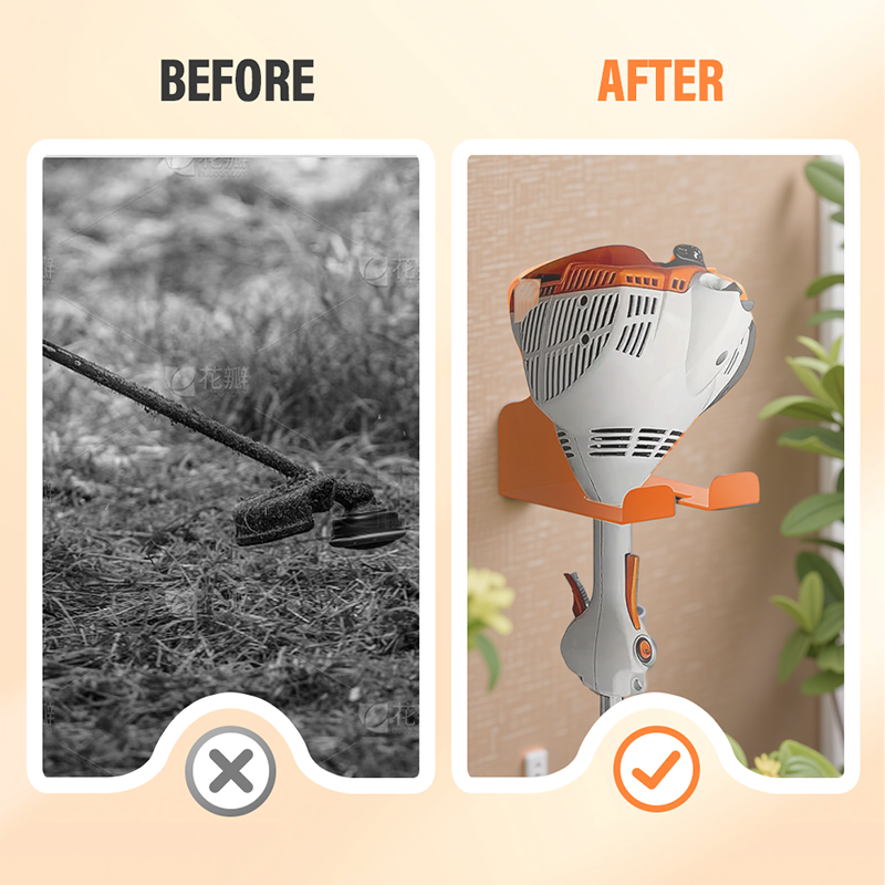 Wall-Mounted Metal Storage Rack for Grass Trimmer