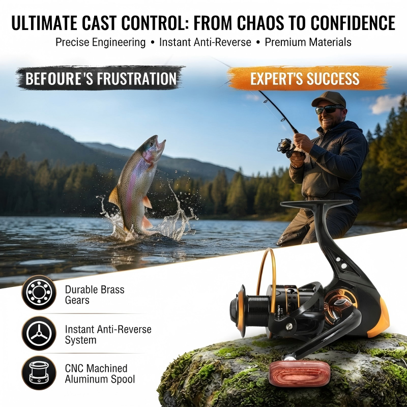 [⏰ All-Time Low Price—Today Only!] 🌀🎣 Baitrunner Spinning Reel—Dual Brake System, Quiet, Sturdy and Durable, Suitable for Predatory and Non-Predatory Fish. 💪