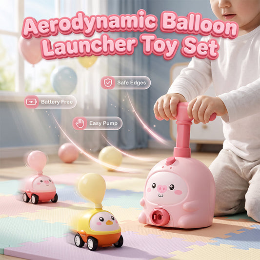 Balloon-Powered Launcher Car Toy Set for Kids