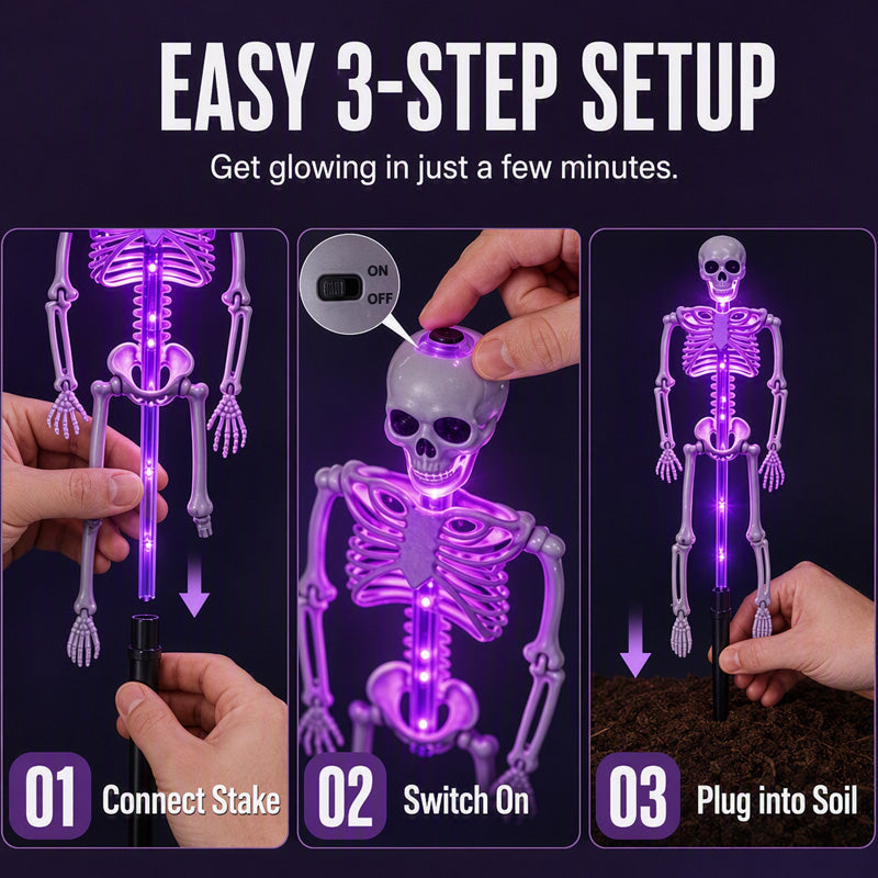 💀 Solar Skeleton Ground Stake Light for Spooky Outdoor Décor