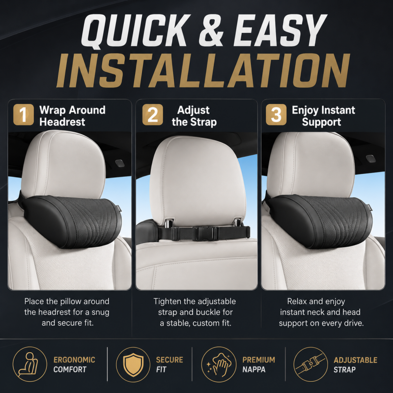 Premium Car Seat Headrest & Lumbar Support Cushion