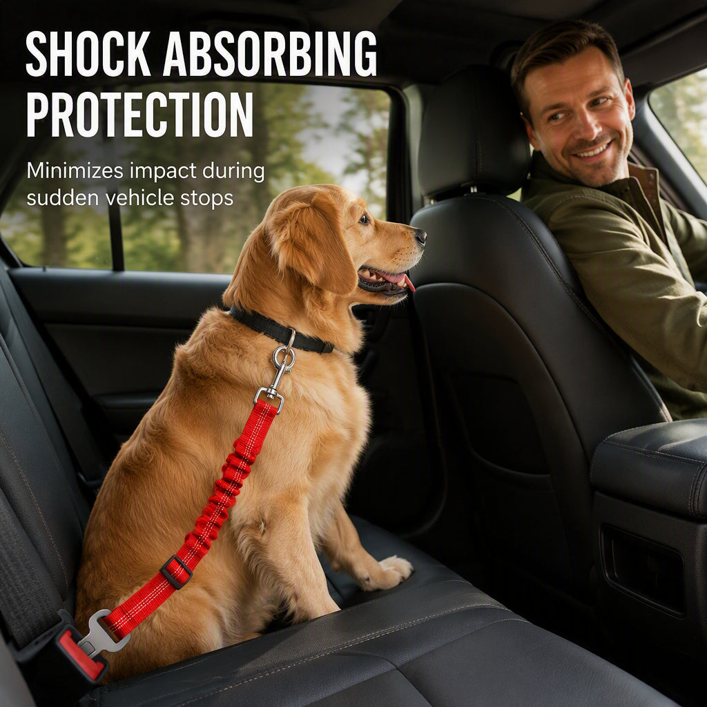 🥳2026 TOP PICK🥳 Reflective Elastic Pet Seat Belt – Heavy-Duty Nylon, 360° Rotating Hook, Anti-Corrosion – Reduces Pet Stress on Long Drives! 🚗💨