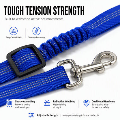 🥳2026 TOP PICK🥳 Reflective Elastic Pet Seat Belt – Heavy-Duty Nylon, 360° Rotating Hook, Anti-Corrosion – Reduces Pet Stress on Long Drives! 🚗💨