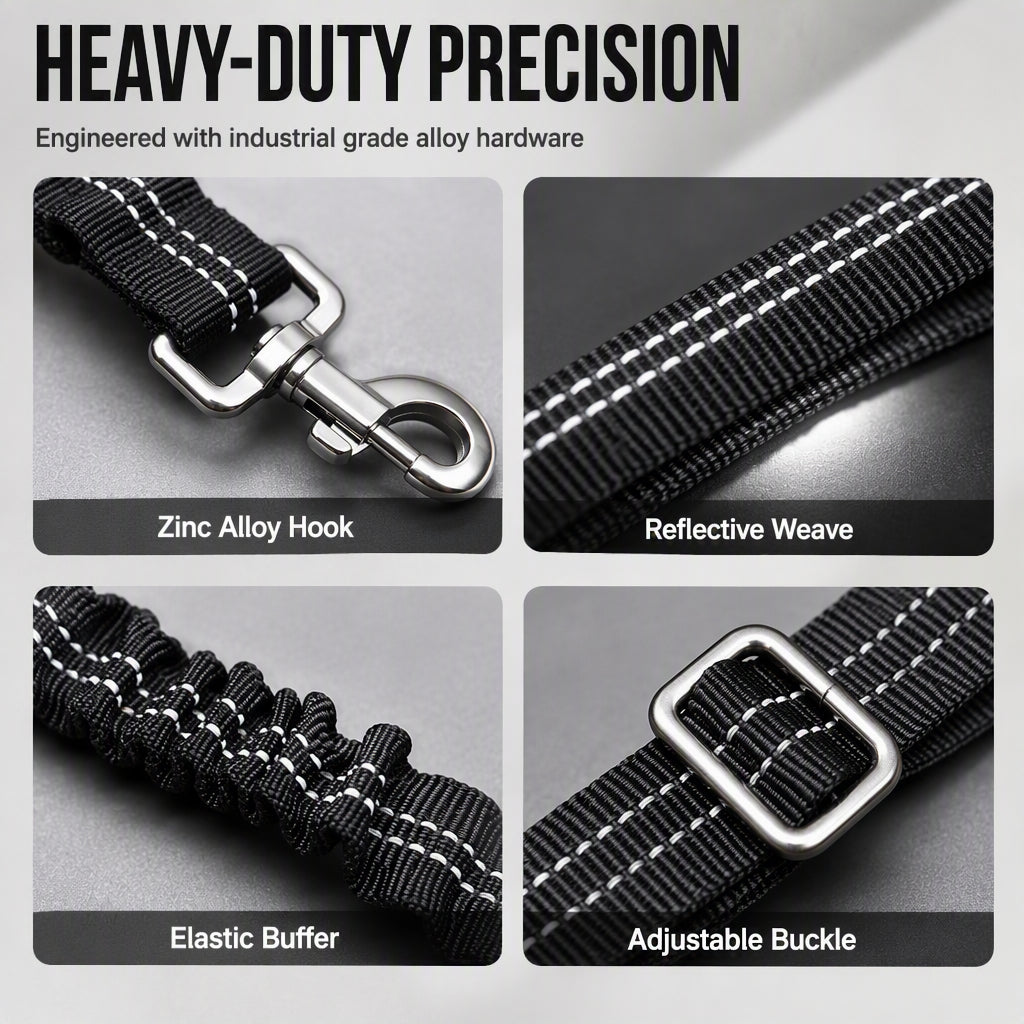 🥳2026 TOP PICK🥳 Reflective Elastic Pet Seat Belt – Heavy-Duty Nylon, 360° Rotating Hook, Anti-Corrosion – Reduces Pet Stress on Long Drives! 🚗💨