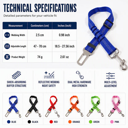 🥳2026 TOP PICK🥳 Reflective Elastic Pet Seat Belt – Heavy-Duty Nylon, 360° Rotating Hook, Anti-Corrosion – Reduces Pet Stress on Long Drives! 🚗💨