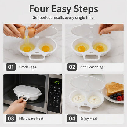 🍳 BUY 1 GET 1 FREE! ✨ Dual Cavity Microwave Egg Poacher – Quick Oil-Free Cooking, Food-Grade PP & Versatile Kitchen Essential 💫