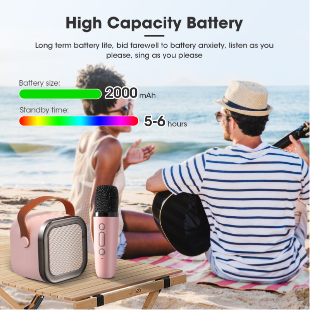 Mini Karaoke Machine for Kids with Wireless Microphones