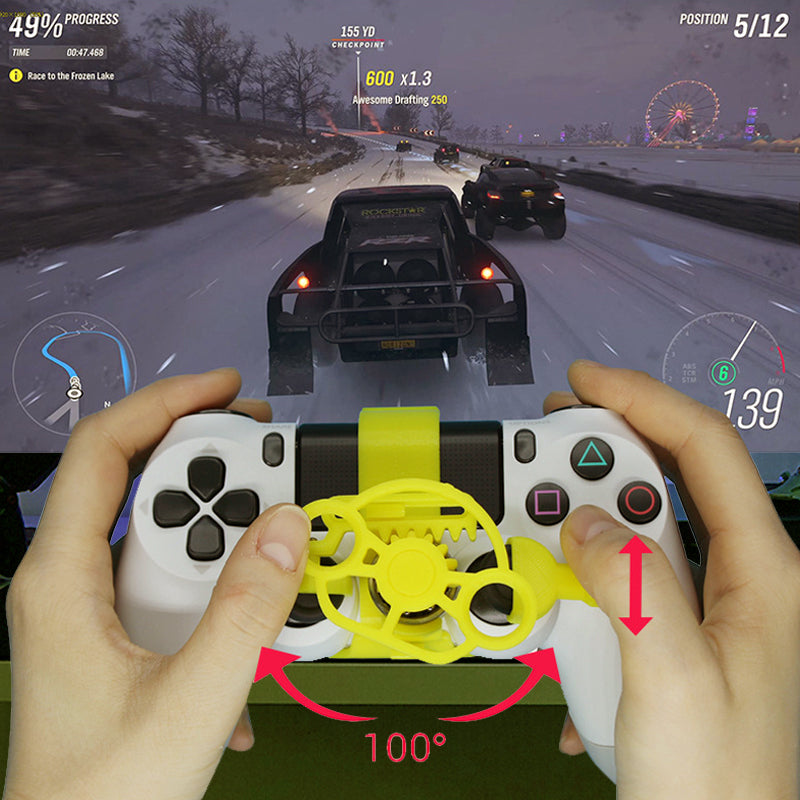 🏆🎮50% OFF NOW! PC Racing Gamepad Steering Wheel, Mini 3D Printing Racing Wheel Auxiliary Controller Attachment Compatible for Game Controllers, Improve Simulation Driving Gaming Experience