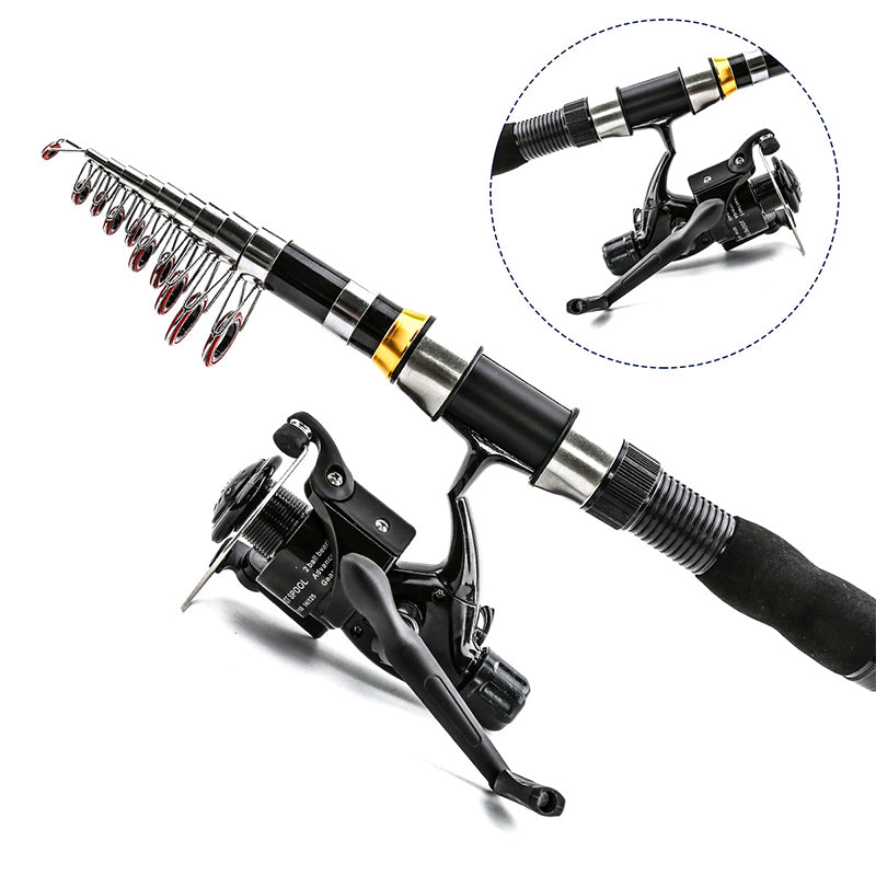 🎣 Complete Travel Fishing Gear Set‑Telescopic Fiberglass Rod with Storage Bag 🎒