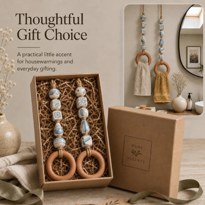🪵 Decorative Beaded Towel Hanger with Wooden Ring – Boho, Handcrafted, Multi-scene ✨