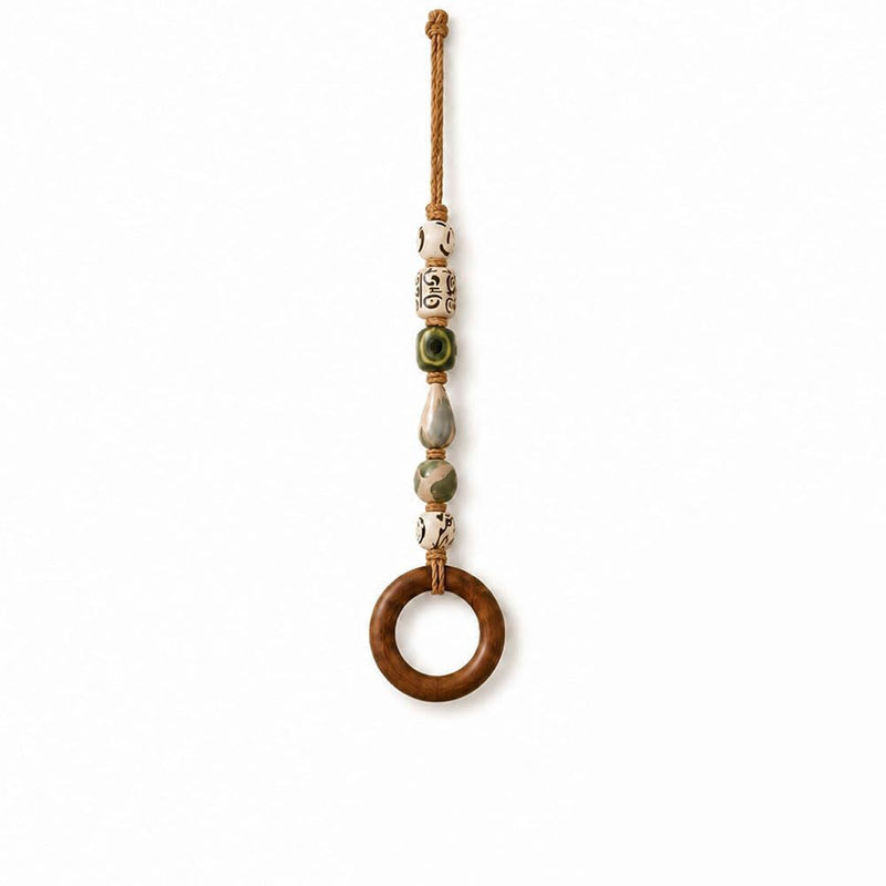 🪵 Decorative Beaded Towel Hanger with Wooden Ring – Boho, Handcrafted, Multi-scene ✨