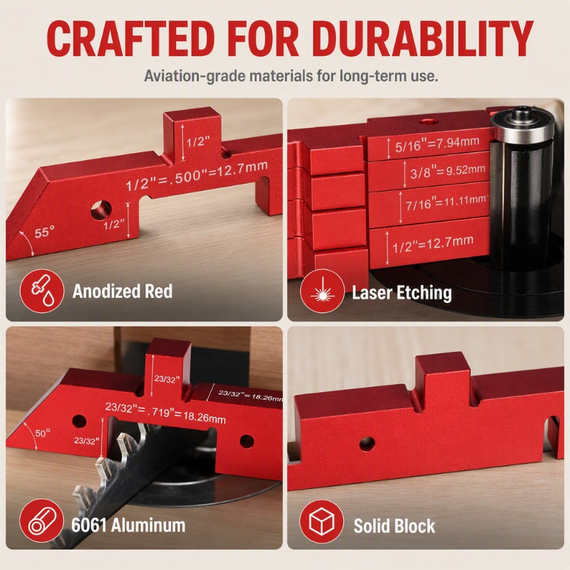 🪵 Woodworking Setup Blocks – Aluminum, high precision & quick calibration ✨