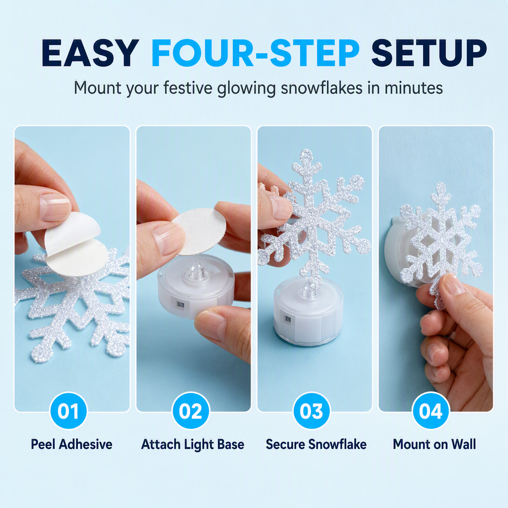 ❄️ Christmas Gift Idea – Glowing Snowflake Wall Stickers | Magical LED Winter Night Decor 🎁