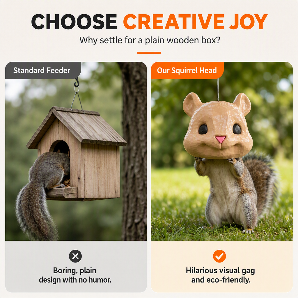 3D Printed Giant Squirrel Head Squirrel Feeder Toy