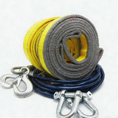 🔧 LIMITED-TIME 50% OFF! 🚗 8-Ton Tow Rope with U-Shackle Hooks – 4m, Reflective, Reinforced Loops ✨