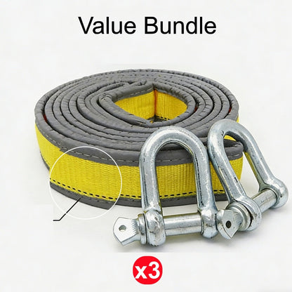 🔧 LIMITED-TIME 50% OFF! 🚗 8-Ton Tow Rope with U-Shackle Hooks – 4m, Reflective, Reinforced Loops ✨