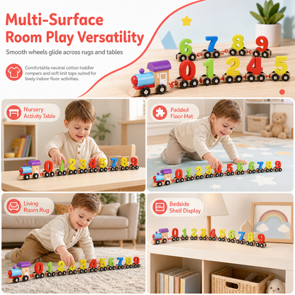 ♟️Montessori Magnetic Wooden Number Train, Early Learning Counting Toy, Perfect Gift for Toddlers Boys Girls🚂