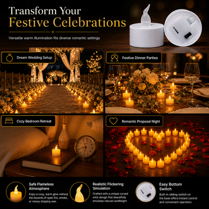 🕯️24 Pack LED Flameless Tea Light Candles