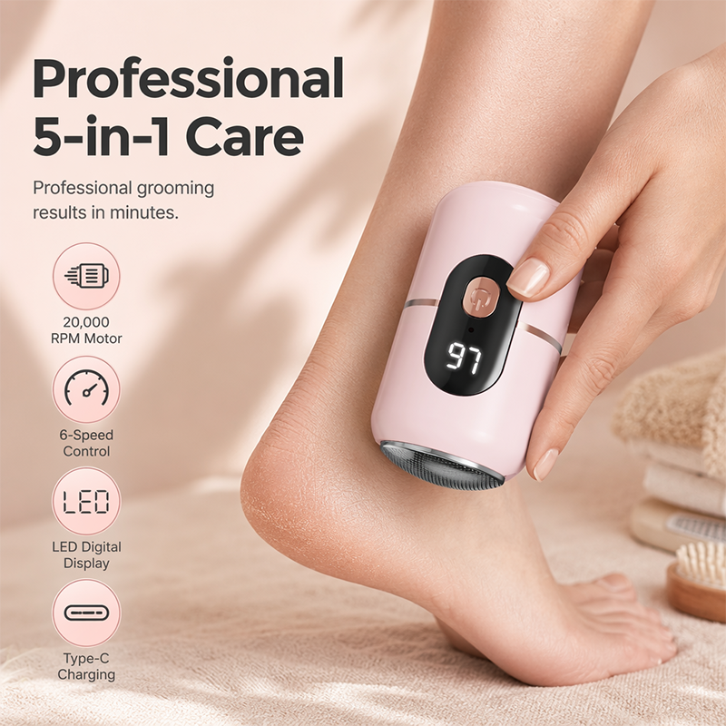 📢📢50% OFF !! ⏰Electric Foot Grinder with 6 Speeds and 5 Replacement Heads for Dead Skin Removal